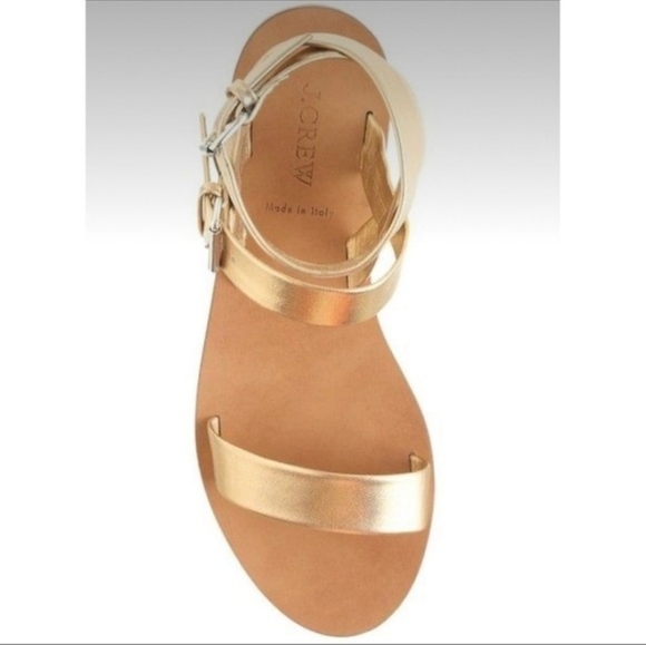 J. CREW Leila metallic gold ankle wrap sandals 7 - Picture 2 of 8